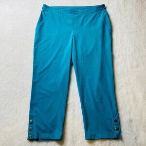Chico's Zenergy Womens Teal Blue High Rise Pull On Capri Pants Size 2.5 US 14